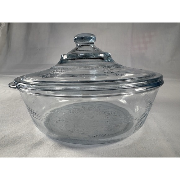 Fire King Other - VTG‎ Fire King Sapphire Blue Casserole Dish & Lid Philbe Embossed 7" D x 2.5" H
